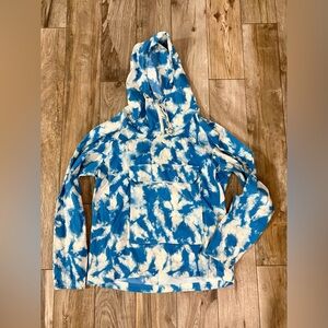 The North Face Men's Blue and White Tie-Dye Fanorak Windbreaker Hoodie